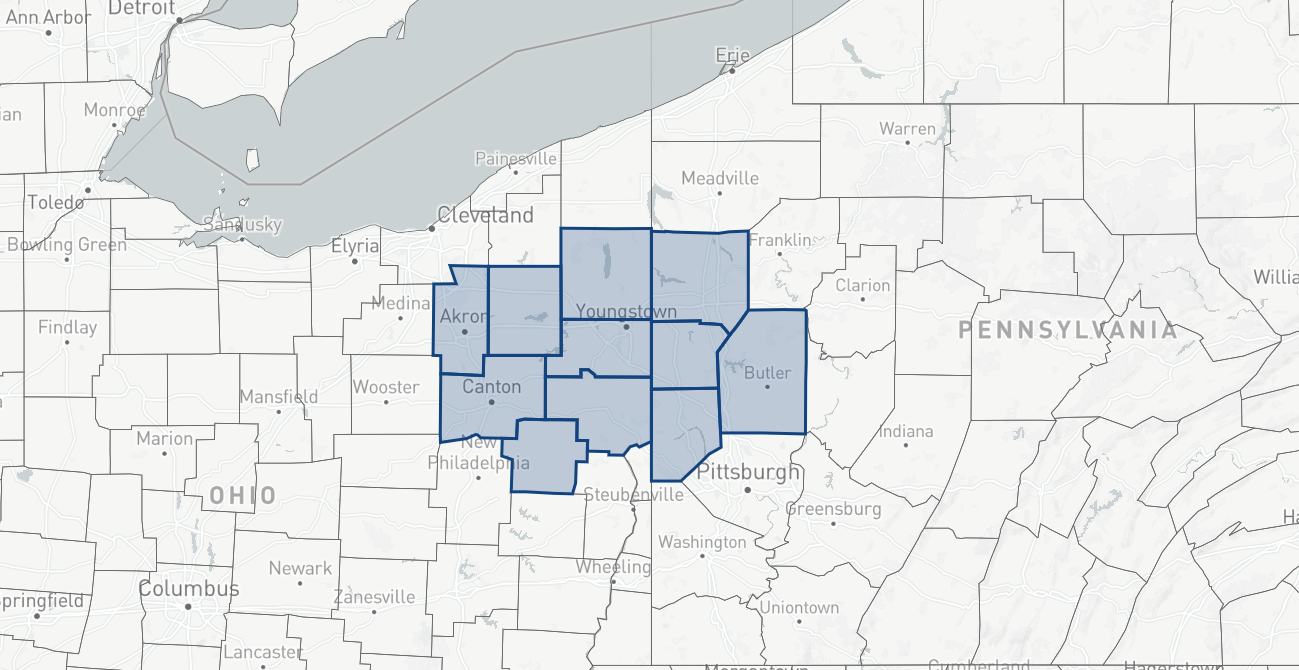 Roof repair service area map