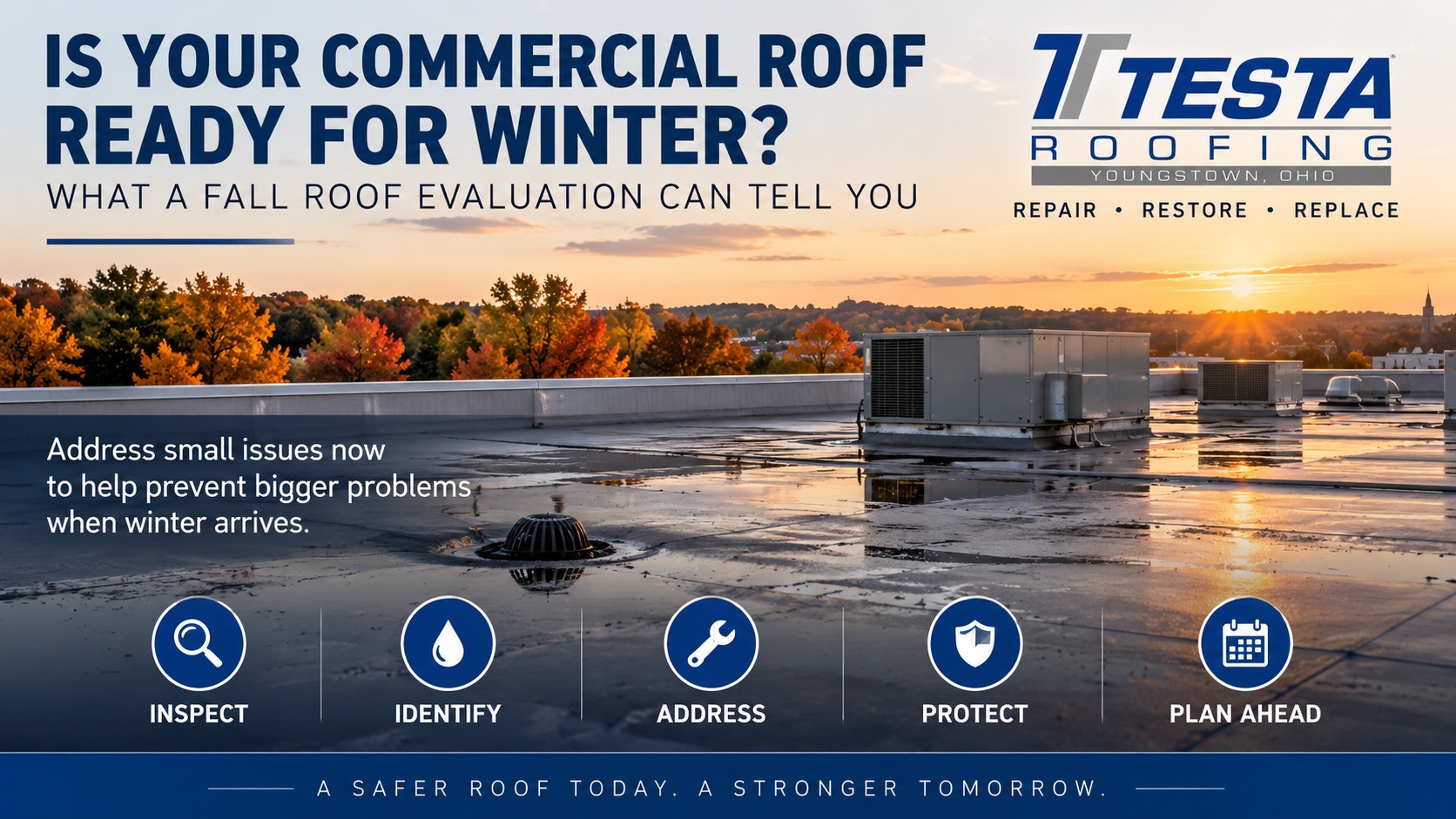 Roof with proper waterflow and drainage.